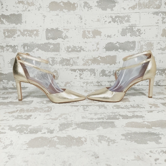 NEW Naturalizer 27 Edit Abilyn Wide Gold Leather Pointed Toe Heels H579 - Picture 7 of 16